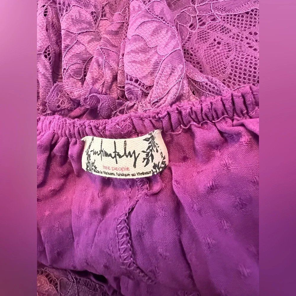 Free People Spring Fling Lace Romper Radiant Orchid Purple XS - Picture 12 of 14